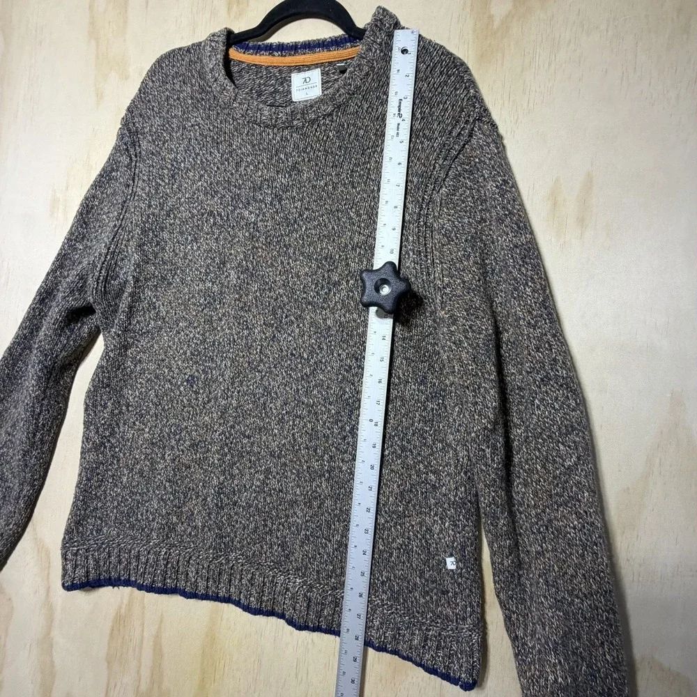 7 Diamonds Mens Sweater Large Knit Crewneck Gray Brown Blue‎ Wool Blend Casual